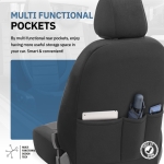 Комплект Луксозна Тапицерия OTOM текстил с еко кожа COMFORT LINE Design – Черна с бял шев, за Предни и Задни Седалки