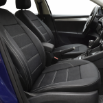 Комплект Универсална Тапицерия от еко кожа за предни и задни седалки – черни, перфорирани