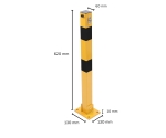 Сгъваем стоманен стълб / колче за ограничаване на паркоместа със заключваща система – 62 см,  3 ключа