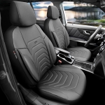 Комплект Луксозна Тапицерия OTOM текстил с еко кожа CORE Design – Черна със сив шев, за Предни и Задни Седалки