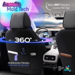 Комплект Луксозна Тапицерия OTOM текстил с еко кожа CORE Design – Черна с червен шев, за Предни и Задни Седалки