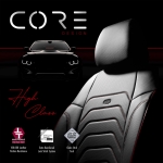 Комплект Луксозна Тапицерия OTOM текстил с еко кожа CORE Design – Черна с червен шев, за Предни и Задни Седалки