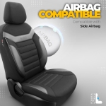 Комплект Луксозна Тапицерия OTOM текстил с еко кожа INDIVIDUAL Design – Черна с бял шев, за Предни и Задни Седалки