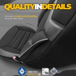 Комплект Луксозна Тапицерия OTOM текстил с еко кожа INDIVIDUAL Design – Черна с бял шев, за Предни и Задни Седалки