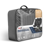 Комплект Луксозна Тапицерия OTOM текстил с еко кожа INDIVIDUAL Design – Черна с бял шев, за Предни и Задни Седалки