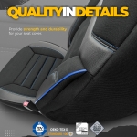 Комплект Луксозна Тапицерия OTOM текстил с еко кожа INDIVIDUAL Design – Черна със син шев, за Предни и Задни Седалки