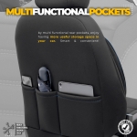 Комплект Луксозна Тапицерия OTOM текстил с еко кожа INDIVIDUAL Design – Черна със син шев, за Предни и Задни Седалки