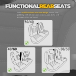 Комплект Луксозна Тапицерия OTOM текстил с еко кожа INDIVIDUAL Design – Черна със син шев, за Предни и Задни Седалки