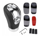 Универсална топка за скоростен лост автомобил – 5/6 скорости – черна кожа / хром – адаптери M8 M10 M12