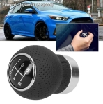 Универсална топка за скоростен лост – 5 скорости – алуминий и PU кожа – адаптери 8/10/11/12 мм