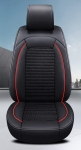 Комплект Луксозна универсална тапицерия кожа с текстил, Черна с червен шев за Предни и Задни седалки
