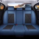 Комплект Луксозна универсална кожена тапицерия, синьо и черно за Предни и Задни седалки