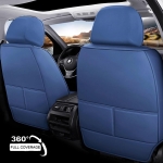 Комплект Луксозна универсална кожена тапицерия, синьо и черно за Предни и Задни седалки