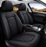 Комплект Луксозна универсална тапицерия кожа, Черна за Предни и Задни седалки