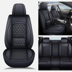 Комплект Луксозна универсална кожена тапицерия, Черна за Предни и Задни седалки