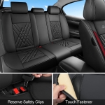 Комплект Луксозна универсална кожена тапицерия, Черно с червено за Предни и Задни седалки