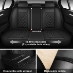 Комплект Луксозна универсална кожена тапицерия, Черно с червено за Предни и Задни седалки