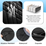 Комплект Луксозна универсална кожена тапицерия, Черно с червено за Предни и Задни седалки