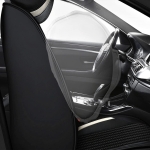 Комплект Луксозна универсална тапицерия кожа с текстил, Черно и бяло за Предни и Задни седалки