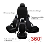 Комплект Луксозна универсална тапицерия кожа с текстил, Черно и бяло за Предни и Задни седалки