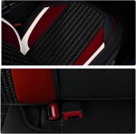 Комплект Луксозна универсална тапицерия кожа с текстил, Черна с червен и бял акцент,  За Предни и Задни седалки