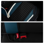 Комплект Луксозна универсална тапицерия кожа с текстил, Черна с бял и син акцент, За Предни и Задни седалки