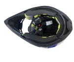 Детска Мотокрос - Ендуро каска за мотор, ATV, велосипед, тротинетка – размер XS (47-48 см) бяла с жълто/син дизайн