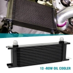 Универсален 13-редов алуминиев маслен радиатор / охладител за масло AN10 37° – черен