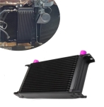 Универсален 19-редов алуминиев маслен радиатор / охладител за масло AN10 37° – черен