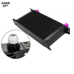 Универсален 19-редов алуминиев маслен радиатор / охладител за масло AN10 37° – черен