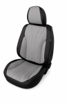 Комплект луксозна универсална тапицерия еко кожа, Черно-Сиво за предни и задни седалки