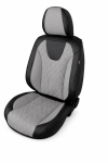 Комплект луксозна универсална тапицерия еко кожа, Черно-Сиво за предни и задни седалки