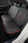 Комплект луксозна универсална тапицерия еко кожа, Черно-Червено за предни и задни седалки