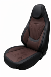 Комплект луксозна универсална тапицерия еко кожа, Черно-Кафяво за предни и задни седалки