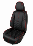 Комплект луксозна универсална тапицерия еко кожа, Черно-Червено за предни и задни седалки
