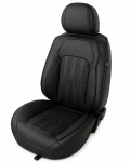 Комплект луксозна универсална тапицерия еко кожа, Черна за предни и задни седалки