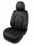 Комплект луксозна универсална тапицерия еко кожа, Черна за предни и задни седалки