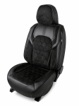 Комплект луксозна универсална тапицерия еко кожа-алкантара, Черна за предни и задни седалки