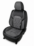 Комплект луксозна универсална тапицерия еко кожа-алкантара, Черно-Сиво за предни и задни седалки