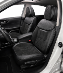 Комплект луксозна универсална тапицерия еко кожа-алкантара, Черно-Сиво за предни и задни седалки