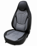 Комплект луксозна универсална тапицерия еко кожа, Черно-Тъмно Сиво за предни и задни седалки
