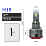 Комплект LED крушки H15 – 12V-24V 60W 6500LM 6000K CANBUS без грешки