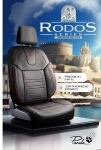 Комплект луксозна универсална тапицерия PANDA RODOS – Еко кожа и текстил, Черно/Червено, За предни и задни седалки