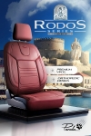 Комплект луксозна универсална тапицерия PANDA RODOS – Еко кожа и текстил, Бордо, За предни и задни седалки
