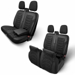 Комплект луксозна тапицерия PANDA за FORD TRANSIT CUSTOM MK2 2023+, Еко кожа и текстил, Черно/Сиво