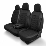 Комплект луксозна тапицерия PANDA за FIAT DUCATO / PEUGEOT BOXER / CITROEN JUMPER 2006+, Еко кожа и текстил, Черно/Сиво