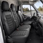 Комплект луксозна тапицерия PANDA за RENAULT MASTER III / OPEL MOVANO B / NISSAN NV400, Еко кожа и текстил, Черно/Сиво