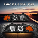 Комплект тунинг фарове с Angel Eyes за BMW 5-та серия E39 1997–2003г. черни с крушки