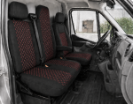 Комплект 2+1 Тапицерия за RENAULT MASTER III 2010-2019 – Текстил, Черна с червен шев, 6 части