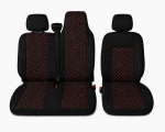 Комплект 2+1 Тапицерия за RENAULT MASTER III 2010-2019 – Текстил, Черна с червен шев, 6 части